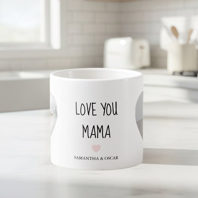 Xícara De Espresso Personalized Love You Mama | Custom Photo Gift (Criador carregado)