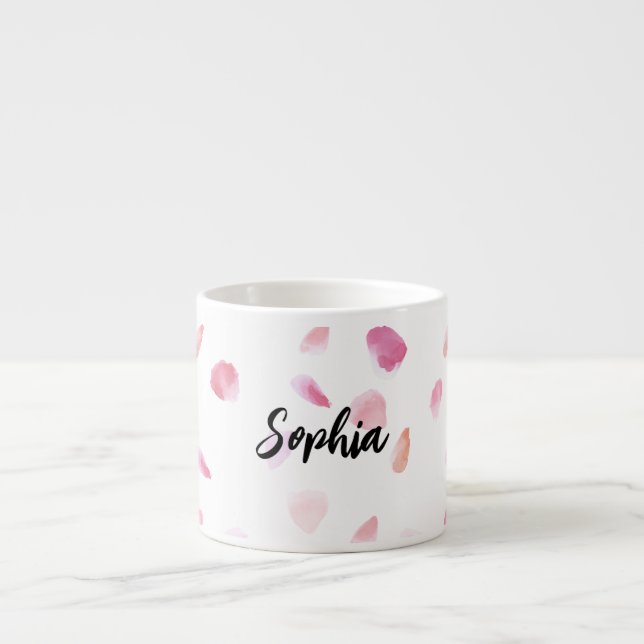 Xícara De Espresso Pétalas Florais Rosa Bege de Rosa  (Frente)