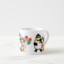 Pinguim engraçado e desenho de palhaços