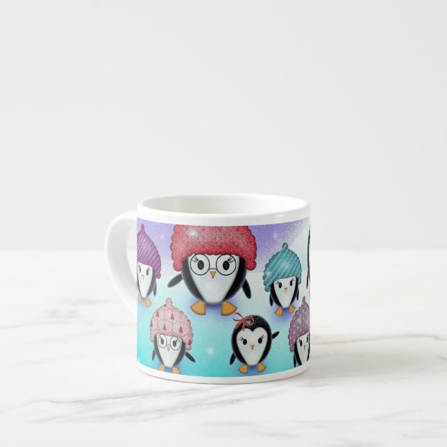 Xícara De Espresso Pinguins Engraçadinhos (Frente Esquerda)