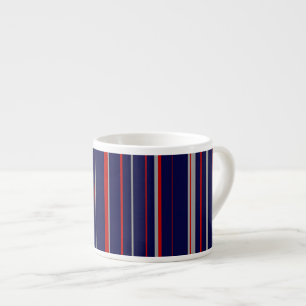 Xícara De Espresso Pinstripes, cores vermelhas, marinho, cinzas