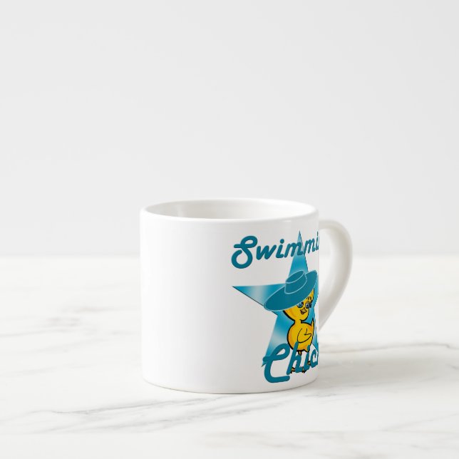 Xícara De Espresso Pintinho de natação nº 7 (Frente Esquerda)