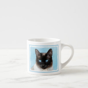 Xícara De Espresso Pintura de Gatos Siameses - Arte de Gato Original 