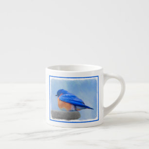 Xícara De Espresso Pintura do Bluebird - arte original do pássaro