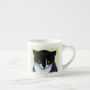 Xícara De Espresso Pintura do gato do smoking - arte original bonito