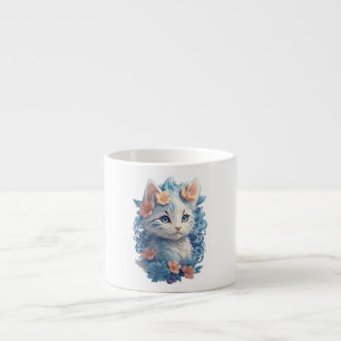 Xícara De Espresso Pintura em Aquarela de Gato Gato Gato Giro com Abe