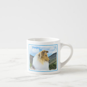Xícara De Espresso Pintura em Collie, em Montanhas (Rough) - Arte Can