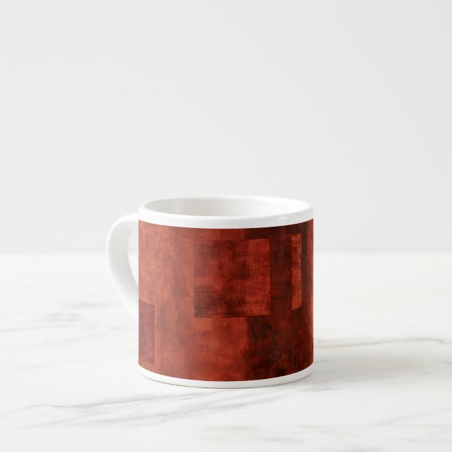 Xícara De Espresso Pintura em Crimões Profundos com Formas Geométrica (Frente Esquerda)
