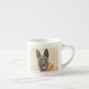 Xícara De Espresso Pintura em Malinois Belga - Arte Cachorra Original