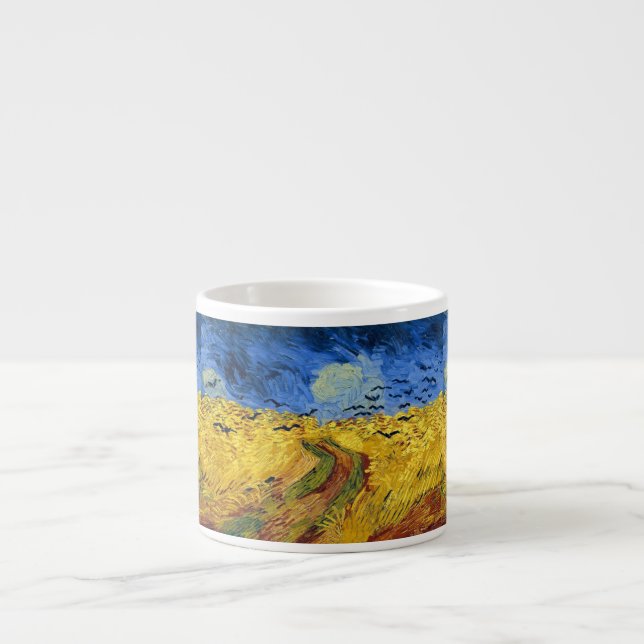 Xícara De Espresso Pintura impressionista Campos de Trigo de Van Gogh (Frente)