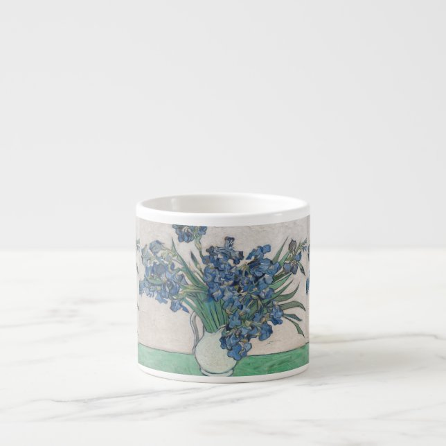 Xícara De Espresso Pintura Impressionista Vaso de Íris de Van Gogh (Frente)