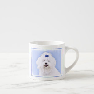 Xícara De Espresso Pintura Maltesa - Arte Cachorra Original