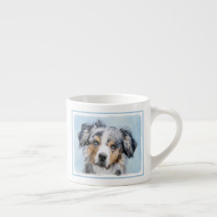 Xícara De Espresso Pintura Miniatura de Pastor Americano - Arte Canin