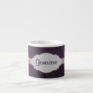 Xícara De Espresso Placa de Abstrato Floral Retro-Roxo