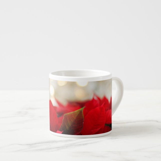 Xícara De Espresso Poinsettia de Natal (Frente Esquerda)