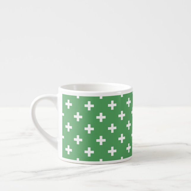 Xícara De Espresso Polka branca cruza a verde (Esquerda)