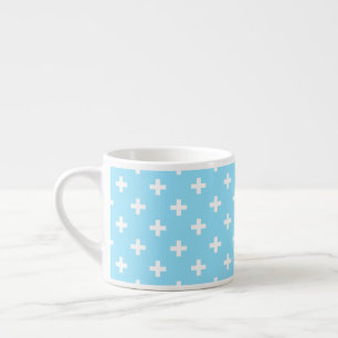 Xícara De Espresso Polka branca cruza o azul-bebê