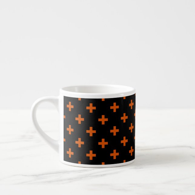 Xícara De Espresso Polka laranja cruza preto (Esquerda)