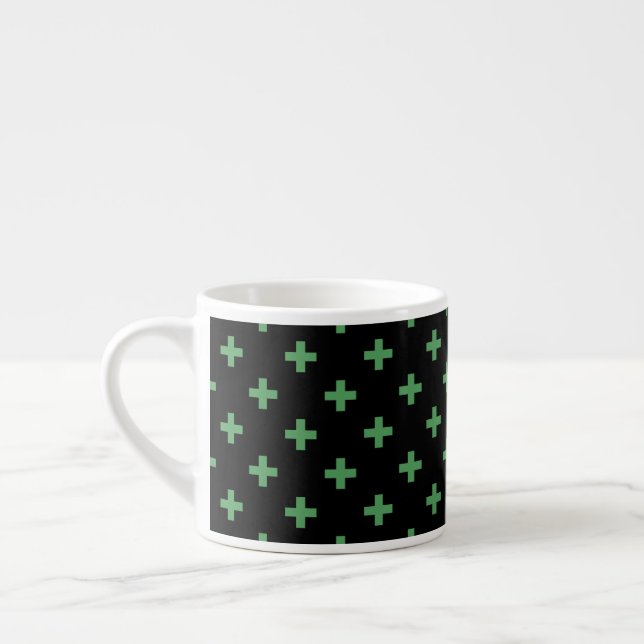 Xícara De Espresso Polka verde cruza a preto (Esquerda)