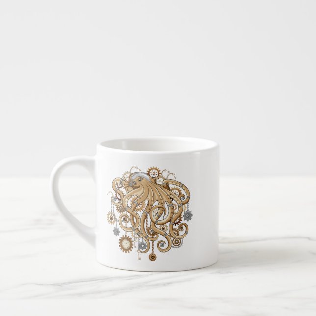 Xícara De Espresso Polvo Steampunk Retro Fantasia Mecânica (Esquerda)