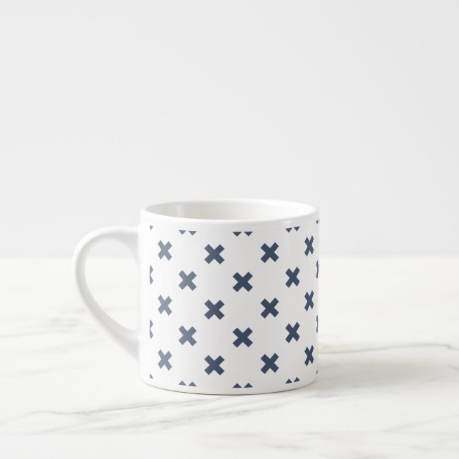 Xícara De Espresso Pontos crus de cinza azul em branco (Esquerda)