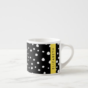 Xícara De Espresso Pontos Dalmáticos, Pontos, Preto e Branco, Seu Nom