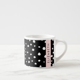 Xícara De Espresso Pontos Dalmáticos, Pontos, Preto e Branco, Seu Nom