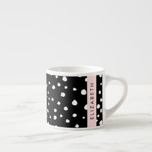 Xícara De Espresso Pontos Dalmáticos, Pontos, Preto e Branco, Seu Nom
