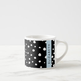 Xícara De Espresso Pontos Dalmáticos, Pontos, Preto e Branco, Seu Nom