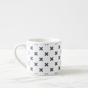 Xícara De Espresso Pontos de cruz de cinza azul em branco