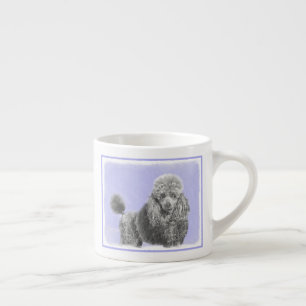 Xícara De Espresso Poodle Miniature Toy Silver Cinza Blue Dog Art