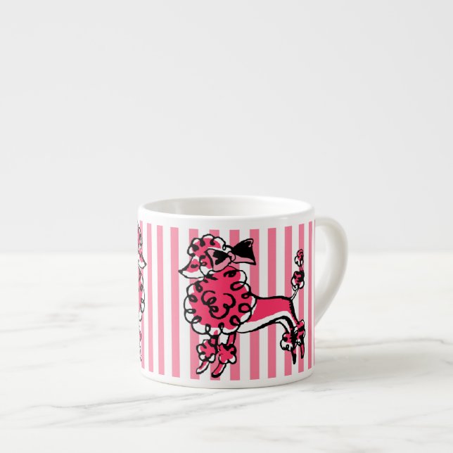 Xícara De Espresso Poodle Rosa dos Anos 50 (Frente Esquerda)