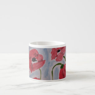 Xícara De Espresso Poppies vermelhos selvagens
