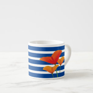 Xícara De Espresso Poppy Blue Stripes Monograma