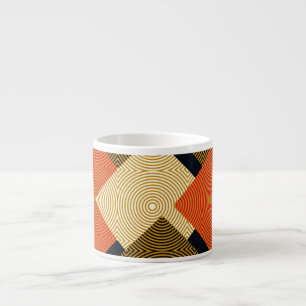 Xícara De Espresso Praças Geométricas Retro: Padrão De Vintagem.