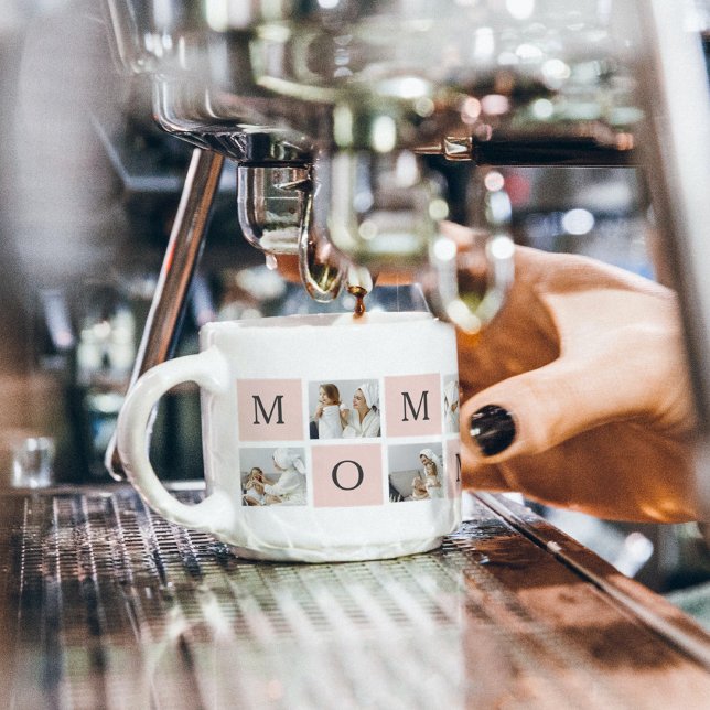 Xícara De Espresso Presente de Mamãe Rosa e Foto Collage Moderna (Criador carregado)