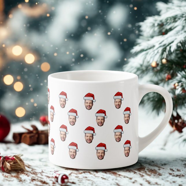 Xícara De Espresso Presente de Natal de Santa Hat com Foto Personaliz (Criador carregado)