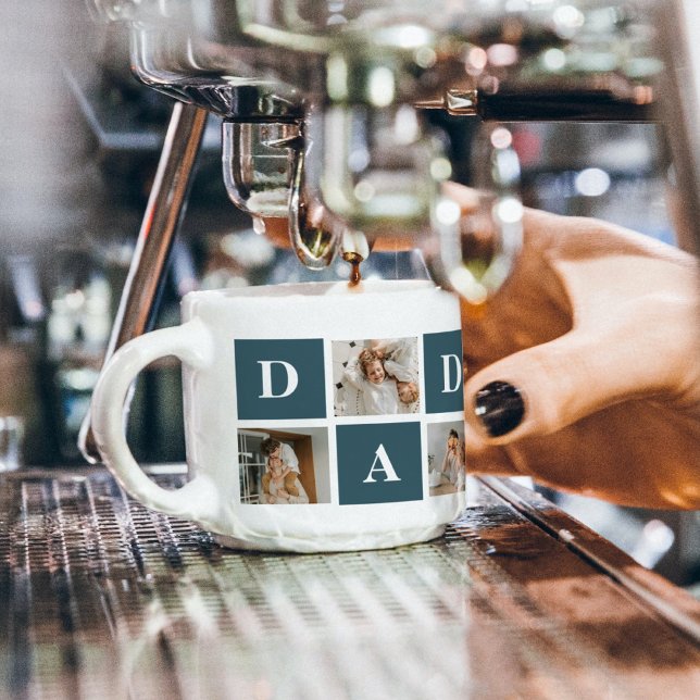 Xícara De Espresso Presentes de Pai Verde e Foto para Pais de Colagem (Criador carregado)