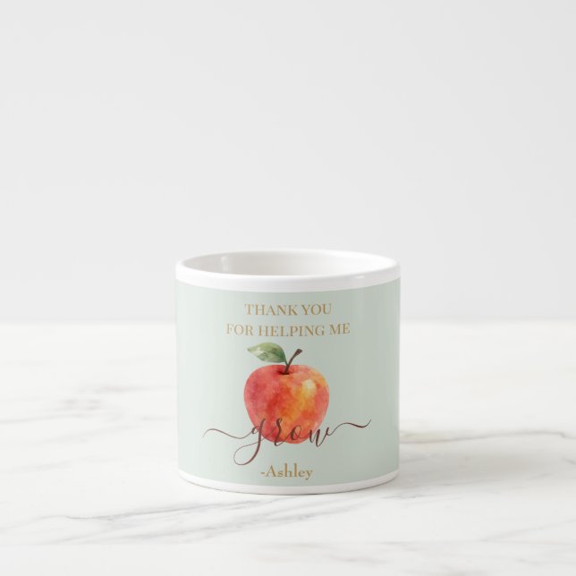 Xícara De Espresso Professora De Maçã De Aquarela - Obrigado, Present (Frente)