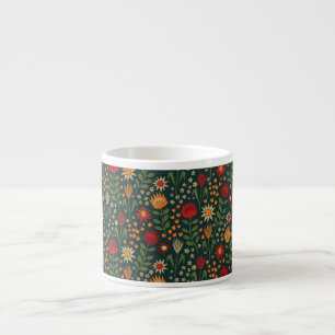 Xícara De Espresso Protea Floral Block Impressão Millefleur dardos