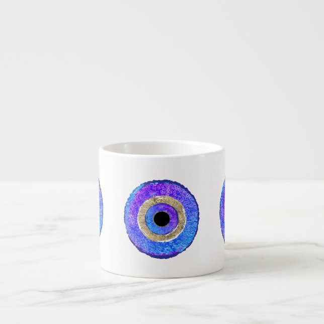 Xícara De Espresso Proteção do Olho Mau Azul (Frente)
