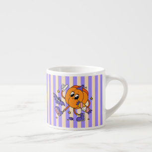 Xícara De Espresso Pumpkin de Dia das Bruxas Retro Bonito