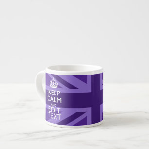 Xícara De Espresso Purple Elegance Keep Calm Your Text Union Jack