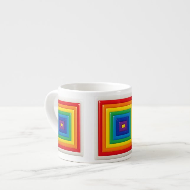 Xícara De Espresso Quadrado Arco-íris Hipnótico  (Frente Esquerda)