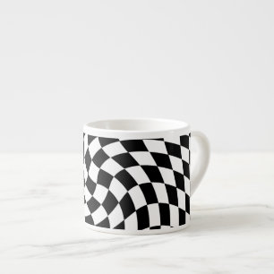 Xícara De Espresso Quadro de Verificação Preto e Branco Verdadeiro
