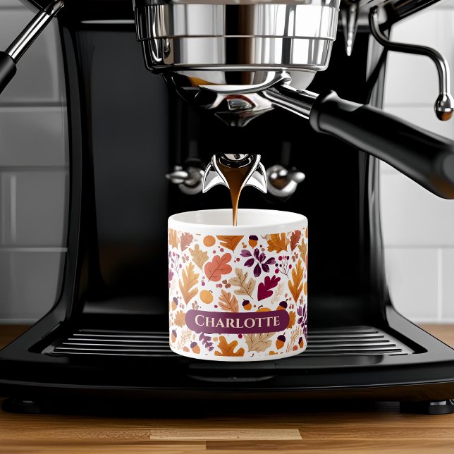 Xícara De Espresso Queda Personalizada - Nome das Folhas e Bolsas do  (Criador carregado)