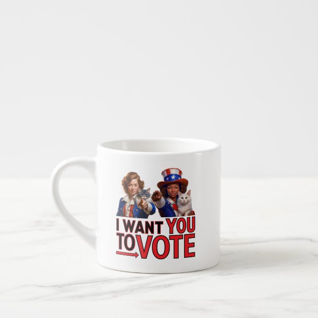 Xícara De Espresso QUERO QUE VOTEM (Gatinhas) (Esquerda)
