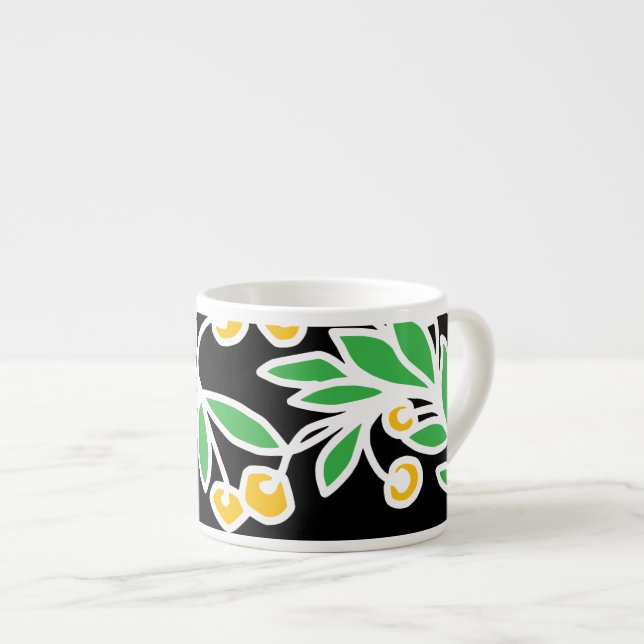 Xícara De Espresso Rabisco amarelo e verde (Frente Esquerda)