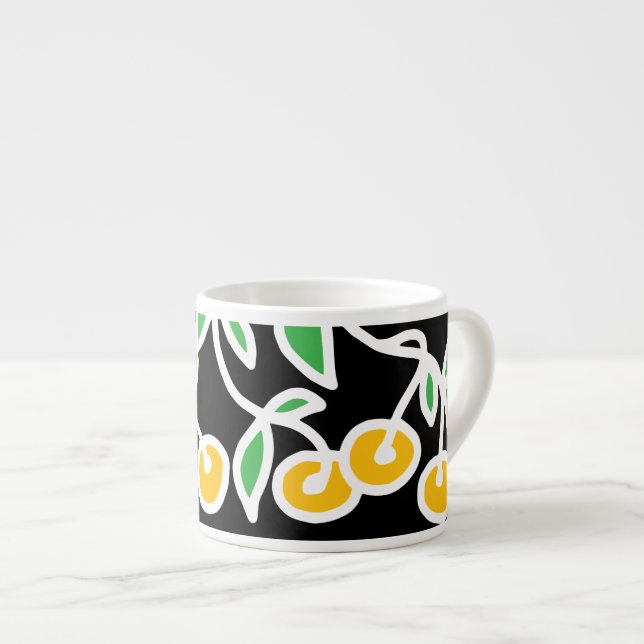 Xícara De Espresso Rabisco amarelo e verde (Frente Esquerda)
