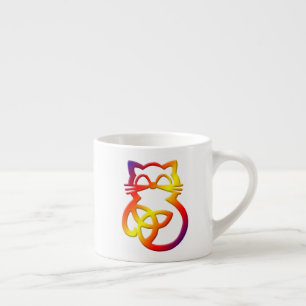 Xícara De Espresso Rainbow Trinity Knot Celtic Cat Espresso Mug